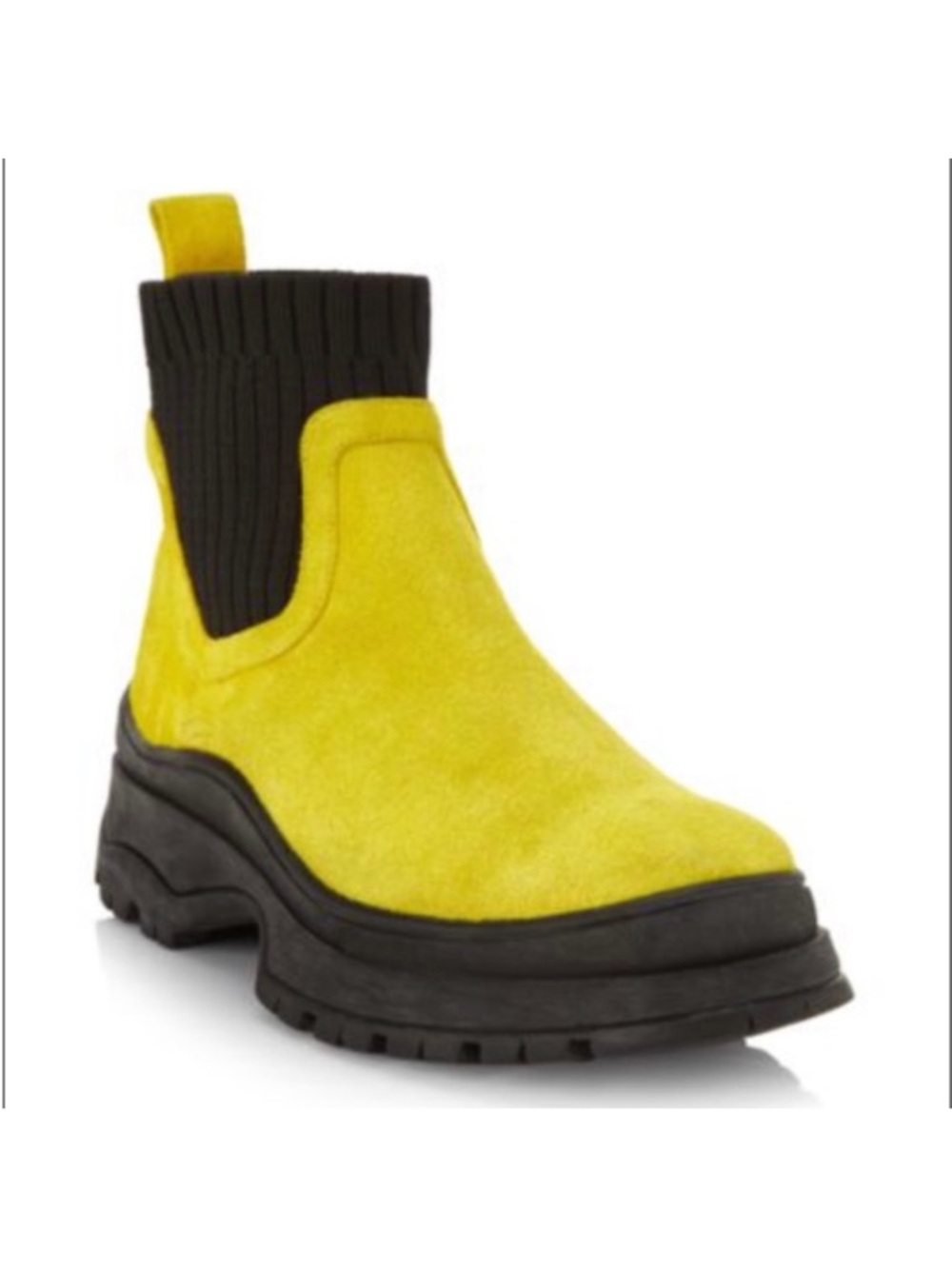 Staud Women Bow Chelsea Suede Lug Sole Boots Yellow Green size 41 US 10 - Picture 2 of 16